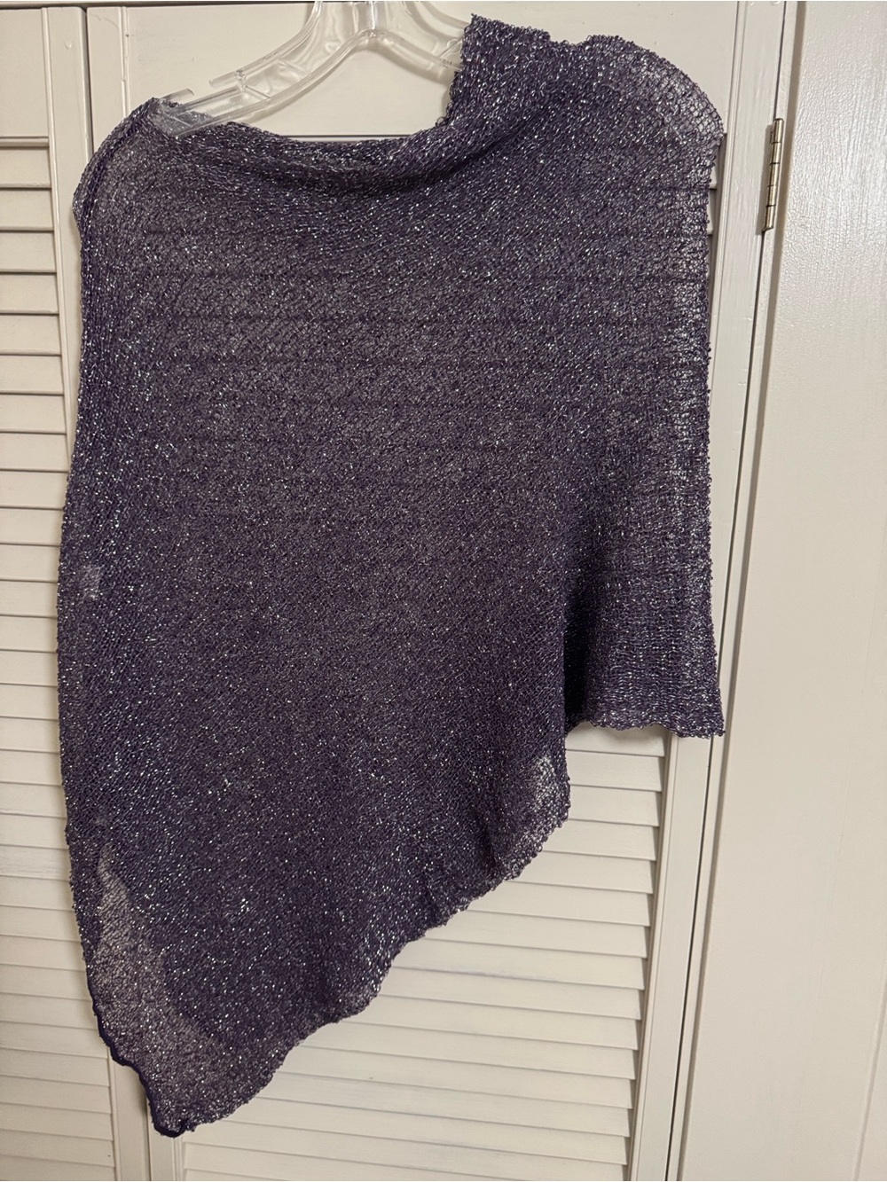 Elegant royal purple and silver Van Klee sheer knit capulet